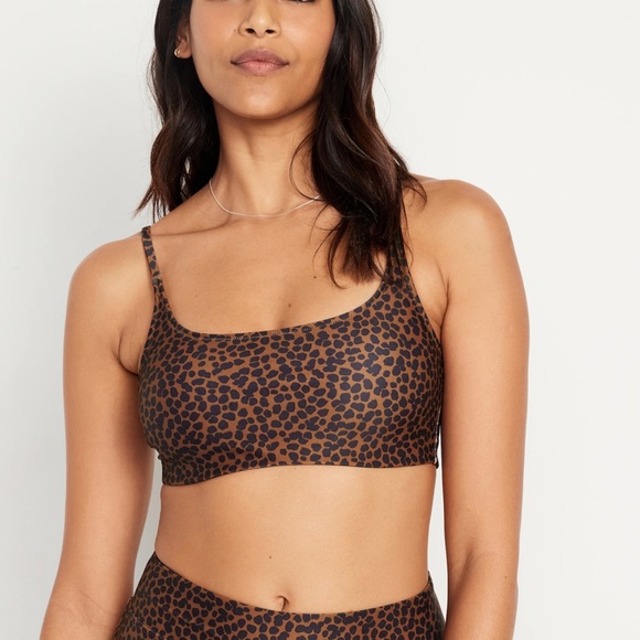 NWT OLD NAVY Scoop-Neck Bikini Swim Top Color: Brown Animal Print - Picture 2 of 5